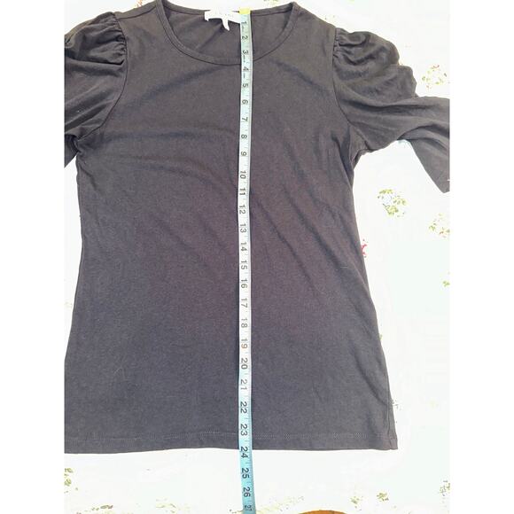 FRAME NAVY RUCHED SLEEVE 100% COTTON TEE S - Picture 6 of 8